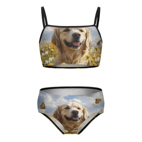 Retriever Dog Cute Dogs Girls Swimsuits Two Piece Bikini Sets Beach Sport Swimwear Bathing Suit