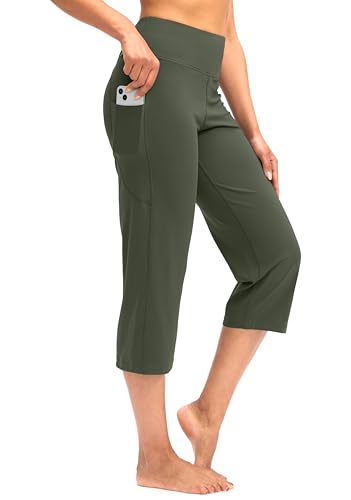 Image of G Gradual Capri Pants for Women High Waist Workout Yoga Pants with Pockets Tummy Control Leggings Crop Straight