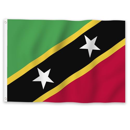 Drapeau de Saint-Kitts-et-Nevis 1,5x2,4 m grand format avec 2 œillets pour mât