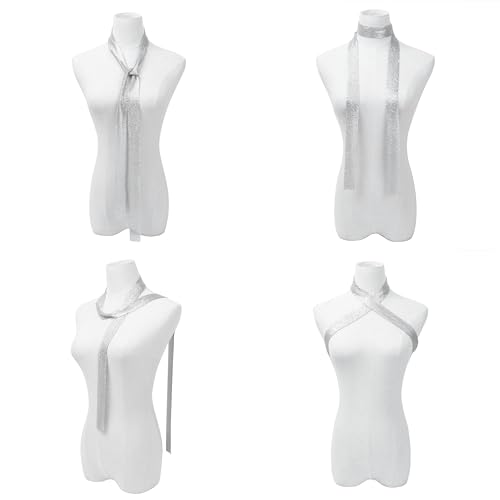 Women Long Narrow Sequins Metal Neck Tie Scarf Tie Shawl Neckerchief Choker2