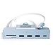SATECHI USB C Clamp Hub – USB-C Data Port, 3x USB-A 3.0 Data Ports, Micro/SD Card Readers – for Studio Display & 24" iMac (2021 to 2024 M4), Not Compatible with 2020 and Earlier iMac Models - Blue