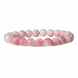 Justinstones American Pink Queen Conch Shell Gemstone 8mm Round Beads Stretch Bracelet 7 Inch