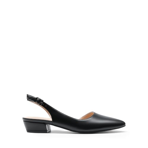 DREAM PAIRS Womens Slingback Kitten Low Block Heels Closed Pointed Toe Ankle Strap Elegant Dressy Pumps Wedding Party Dress Shoes for Women2