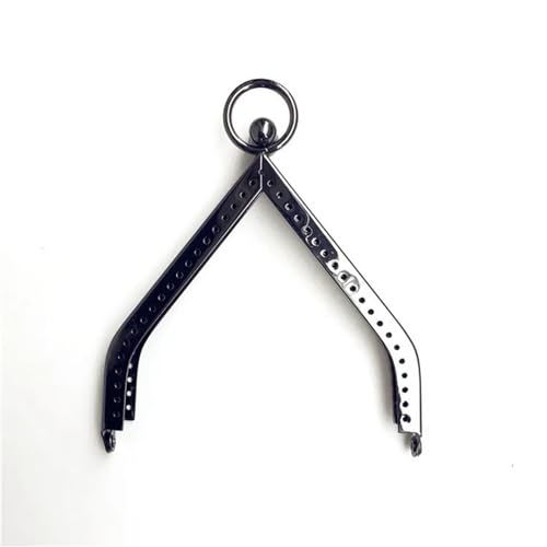 Monedero triangular de 11cm con cierre de beso, accesorios de Metal DIY for marco de bolso, monedero Vintage, marco de bolso de mano de Metal(Black)