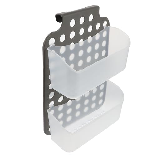SUPVOX Multi-function Hanging Basket for Bathroom, Grey Draining Shower Storage Basket, Wall-mounted Sundries Organizer for Toiletries and Household Items