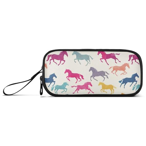 Image of Fisyme Horses Colorful Pencil Case Large Capacity Pen Box Makeup Pouch Holder Organizer Stationery Bag for School Office College Traval