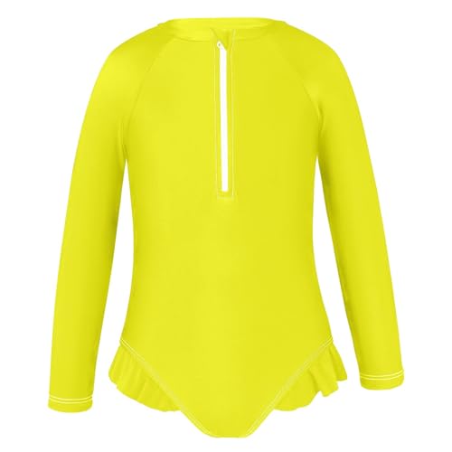 CHIFIGNO Yellow Rashguard One Piece Girls Swimsuit Long Sleeve Hawaii Swimwear 3T2