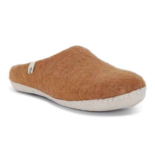egos Pantoufles châtaignier - Pantoufles pour homme et femme avec 100 % laine naturelle - Chaussons confortables pour l'été et l'hiver - Chaussons en feutre, marron, 41 EU