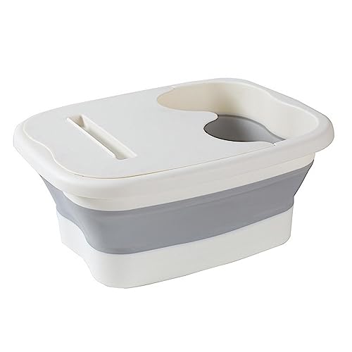 ＡＷＨＡＯ Bain de Pieds Pliable avec Couvercle - Masseur de Pieds Robuste, Durable et Portable, Blanche