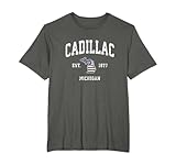 Cadillac Michigan MI Drapeau Américain Vintage Sport Design T Shirt