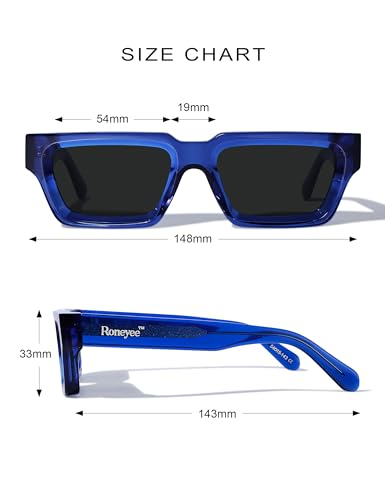 Image of Roneyee Rectangle Sunglasses Men Women Trendy Retro Sunglass UV Protection Fashion Acetate Stylish Square