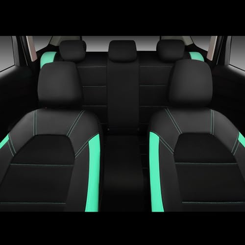 Image of CAR PASS Leather Seat Covers, Breathable Universal Car Seat Cover Full Set for Cute Women Girly,Super 5mm Composite Sponge Inside,Airbag Compatible Fits Most Auto,SUVs,Trucks,Vans(Full Set,Black&Mint)