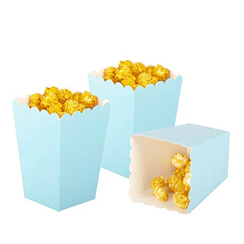 AimtoHome Light Blue Popcorn Boxes Mini Paper Popcorn Box Cardboard Popcorn Container for Party, Pack of 12