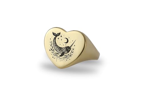 Bague narval en or 14k ajustable pour éviter les allergies