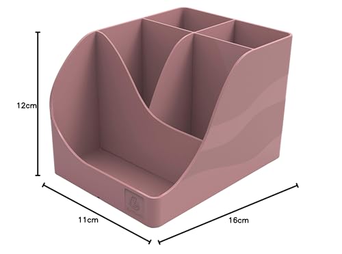 Exacompta - Réf. 69538D - 1 Pot à crayons Pen Wave Skandi Rose - 5 compartiments - 4 compartiments hauts pour les grands ustensibles et 1 compartiment bas pour les petits ustensiles