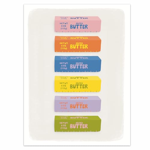 KYHLHS Colorful Butter Sticks Poster, Pop Kitchen Wall Art, Funny Food Canvas, Whimsical Culinary Art Print for Home Apartment Kitchen Dining Room Decor 12 x 16 Inch Unframed