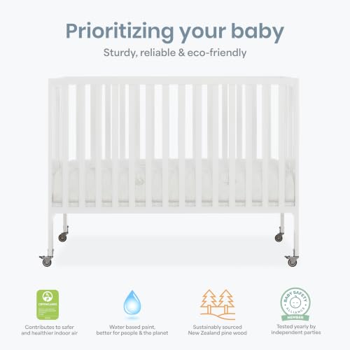 Dream On Me Synergy Flex Foldable Full-Size Baby Crib with Wheels, White - image 5
