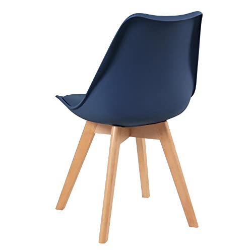 Loft7, Cadeira Leda Com Assento Estofado, Encosto De Polipropileno E Pés De Madeira Natural, Elegante Sala De Jantar Cozinha Bar... glide