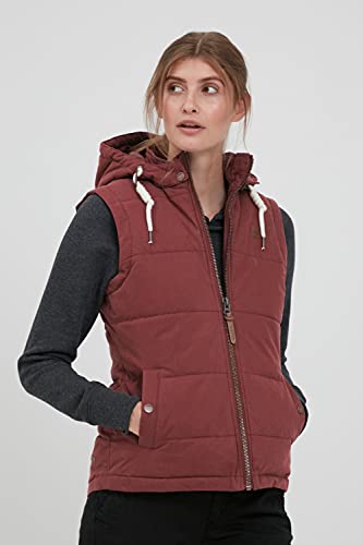 OXMO OXLew Damen Weste Steppweste Outdoor Weste mit Kapuze Eingrifftaschen Baumwollmischung Regular fit, Größe:S, Farbe:WINE RED (790985)