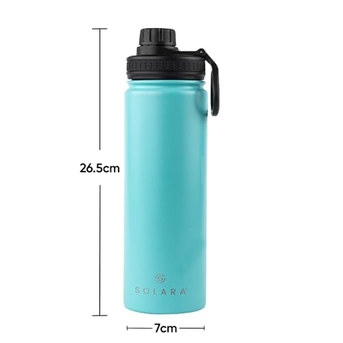SOLARA Stainless Steel Water Bottle with Straw | Insulated Water Bottles | Drinking Bottles for Adults | Metal Water Bottle with Straw and Sports Lid | Travel Water Bottle | 22oz | Aqua