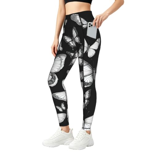 Leggings con estampado de mariposas a mano y conjunto de entrenamiento cómodo para mujer