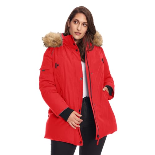ALPINE NORTH Glacier Women’s Vegan Down Winter Coat with Faux Fur Hood - Parka Jacket for Women