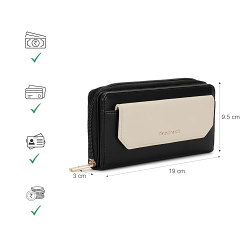 Image of Fastrack Women Compact Clutch | Stylish Clutch Purse with Semi PU Belt | Lightweight, Durable & Trendy Wallet for Girls & Ladies | Perfect for Casual & Party Use