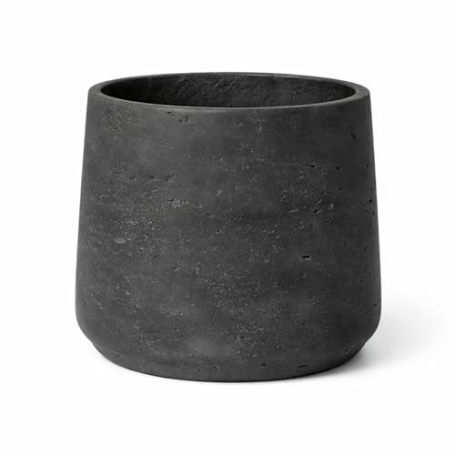 Finestgreen Patt Pflanzgefäß Schwarz S | Blumentopf für Innen- und Außenbereich, Frostfest, UV-Beständig, wasserdicht | Blumenkübel Betonoptik