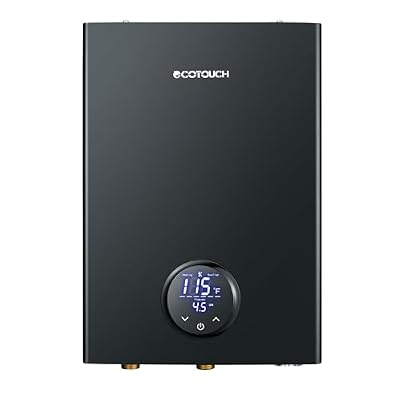 Tankless Water Heater, ECOTOUCH 24kW 240V Electeic Water Heater On Demand, Instand Endless Hot Water with Self-Modulating, Up to 5.8GPM for 2-4 Point of Use, ETL Certificated, IPX4, ECO240BP Black