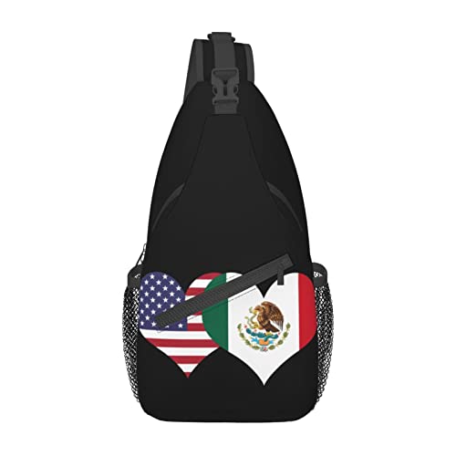 Mochila bandolera unisex con bandera americana y mexicana miniatura 2