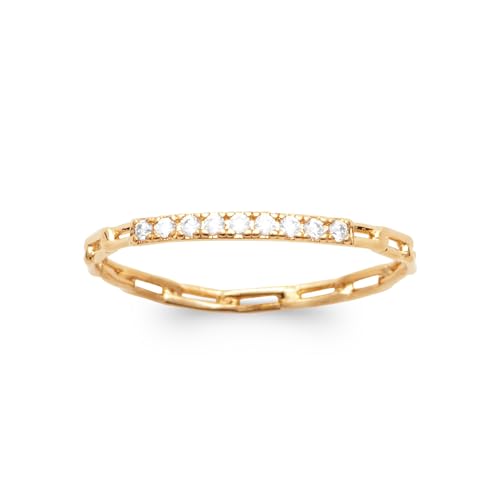Bague en plaqué or motif chaine zirconium anneau femme Tata Gisèle