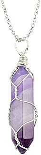 MADE BY HAND Crystal Necklaces Hexagonal Pointed Quartz Natural Healing Crystal Pendant Necklac Natural Gemstone Jewelry with Adjustable Chain for Women Girls