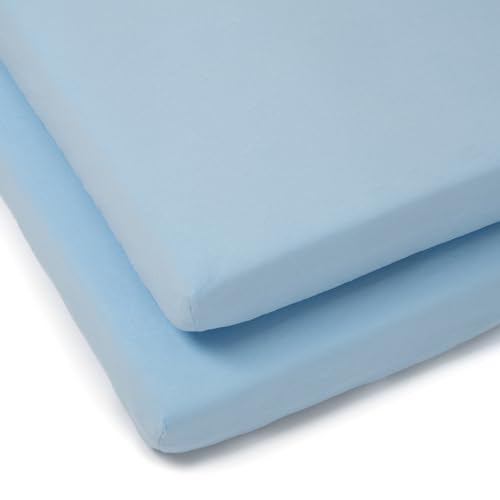Clair de Lune 2 Pack Jersey Cotton Cot Bed Sheets 70 x 140 cm (Blue)