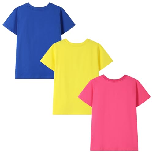 Image of HILEELANG Big Girl Short Sleeve Tees Summer Royal Blue Yellow Rose Red Graphic Rainbow Butterfly Cotton Tops Shirts Size 12-13, 24gt06#royalblueshoes