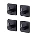 Price comparison product image Beilala Self Adhesive Coat Hooks for Wall Door, 4 Pack Stainless Steel Bedroom Bathroom Kitchen Hangers, No Nails Removable Sticky Metal Hooks for Towel, Coat, Robe, Key, Cap, Black