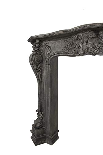 Creative Co-Op Decorative Wood Ornate Fireplace Mantel, Distressed Black