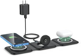 Wireless Charger 3 in 1,RTOPS Magnetic Travel Wireless Charging Station Multiple Devices,GaN 3 in 1 Charging Station,Compatible for iPhone16/15/14/13/Pro/Max,iWatch,AirPods4/3/2/Pro(Adapter Includes)