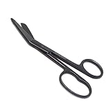 A2ZSCILAB One Large Ring Premium Lister Bandage Scissors All Black Fluoride Coated Color Stainless Steel (Black 7.25