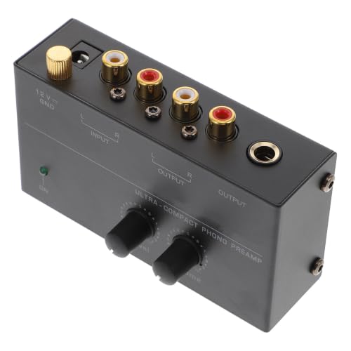 Sosoport Stereo Phono Preamp US Plug Low Noise Electronic Preamplifier with Iron and Abs Material for Turntable and Record Player for Contemporary Audio Equipment Amplifying Music