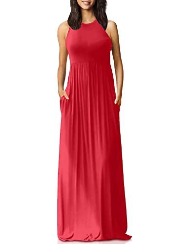 PCEAIIH Femmes Maxi Robe, Robe Longue Femme Été Décontractée Manches Longues/Robe sans Manches, Dames Imprimé Floral Robes Longues Élégantes avec Poches Cover