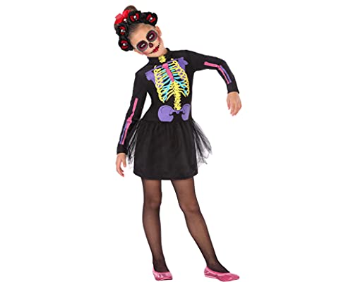 Atosa-55635 Atosa-55635-Disfraz Esqueleto para niña Infantil-Talla, Color negro 5 a 6 Años...