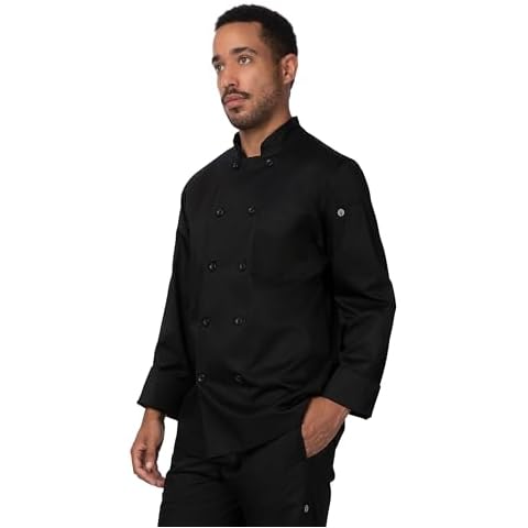 Chef Works Unisex Sustainable Le Mans Chef Coat, Black, Medium Cover