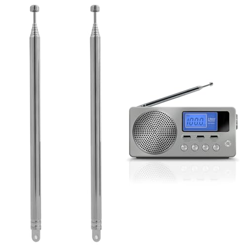 Teleskopowa antena radiowa FM DAB do użytku w pomieszczeniach, wysuwana do 74 cm, 7 sekcji, kompatybilna z urządzeniami HiFi i odbiornikami audio CD – 2 sztuki