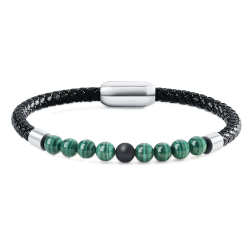 Pulsera de Cuero Genuine con Piedras para Hombre miniatura 1
