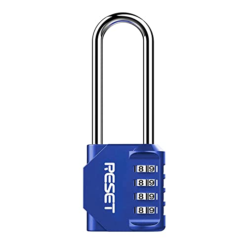 {Candado Arco Largo Taquilla Candados Arco RESET-060 Candado de combinación de 4 dígitos con arco largo de 6,1 cm, candado impermeable para exteriores, ideal para...