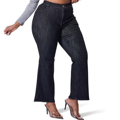 Women's Plus Size Jean High Rise Jean Ultra Lux Comfort Flare Jean with Pockets2