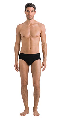 HANRO Men's Cotton Essentials Brief 73101, All Black, Large