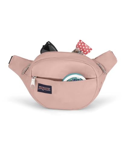 Image of JanSport Fifth Avenue Fanny Pack Crossbody Bags for Women, Men - Stylish, Durable Waist Bag with Adjustable Belt, Main Zippered Pocket, Quick Stash Pocket, Travel Essentials, Misty Rose