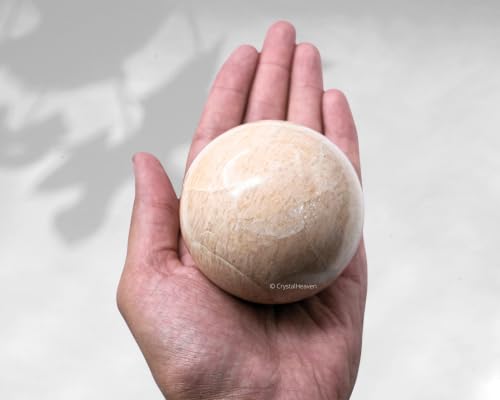 Image of Certified Cream Moonstone Crystal Ball for Meditation - Premium Crystal Vastu Items for Home and Feng Shui Items for Good Luck - Ideal for Pooja Supplies and Spiritual Practices (3 inch Inch)
