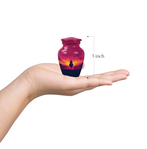 Image of Cowboy Urn - Small Urn for Human Ashes Keepsake - Urn for Ashes Adult Male - Urn for Ashes for Women - Cremation Urns for Human Ashes - Mini Urns for Human Ashes - Size 3 Inch, Pack of 1